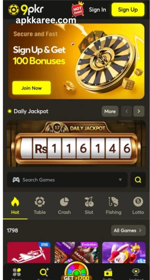 sign in and sign up in 9Pkr Game App.