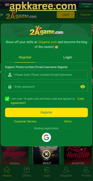 Register and login in 2A Game.