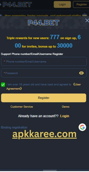 P44 registration page for new users