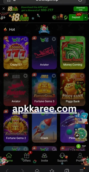 I8pkr app home screen displaying available games