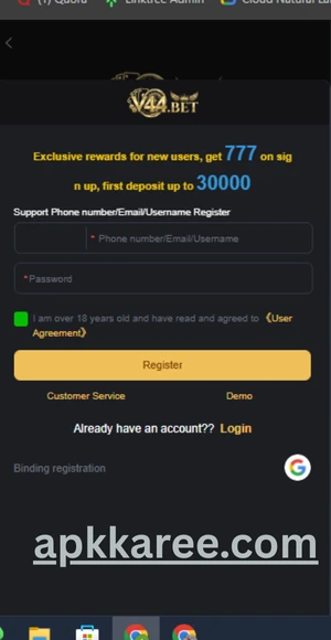V44 registration screen