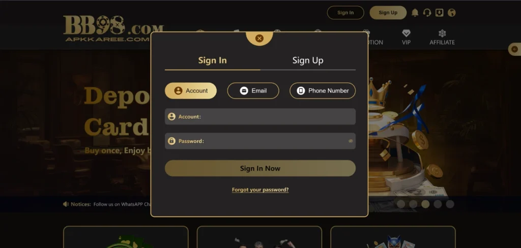 BB98 registration page with signup form for new users in Pakistan